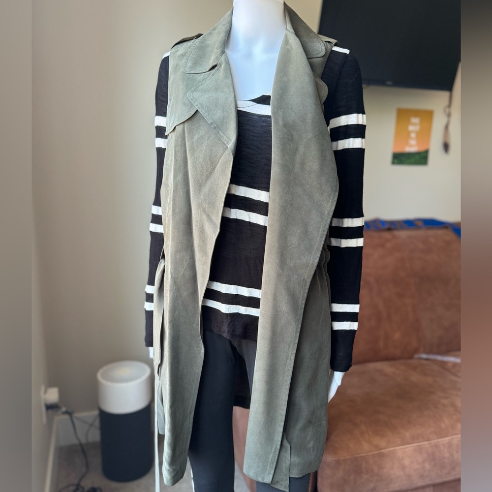 Elevenses Anthropologie Olive Green Utility Tunic Shirt Dress Blouse Jacket